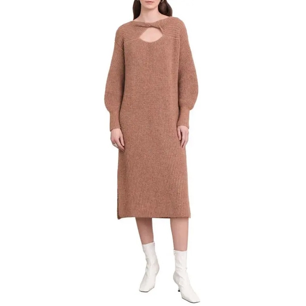 Eleven Six - Beth Baby Alpaca-blend Balloon Sleeve Sweater Dress - Camel